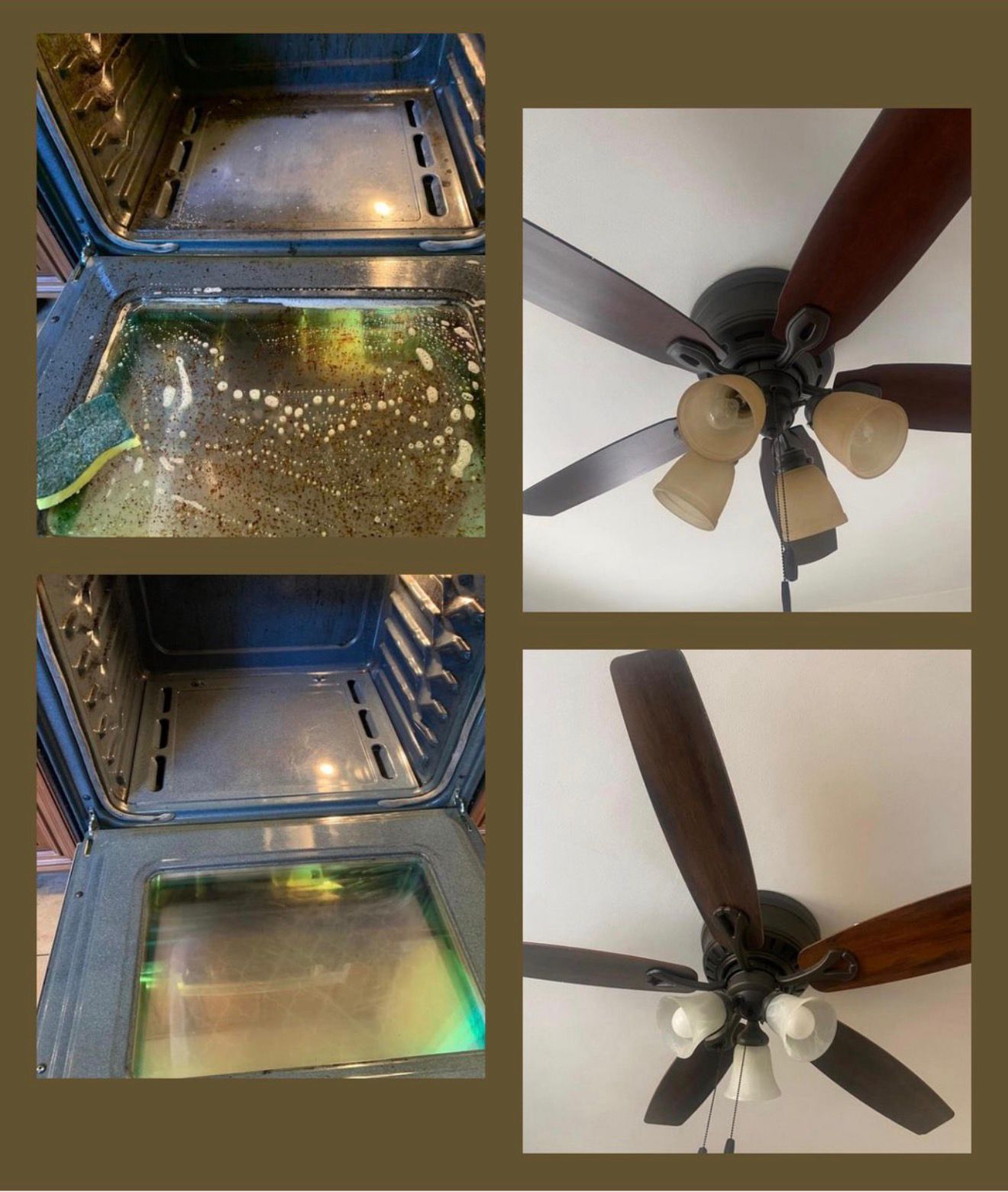 Before and after oven and fan cleaning
