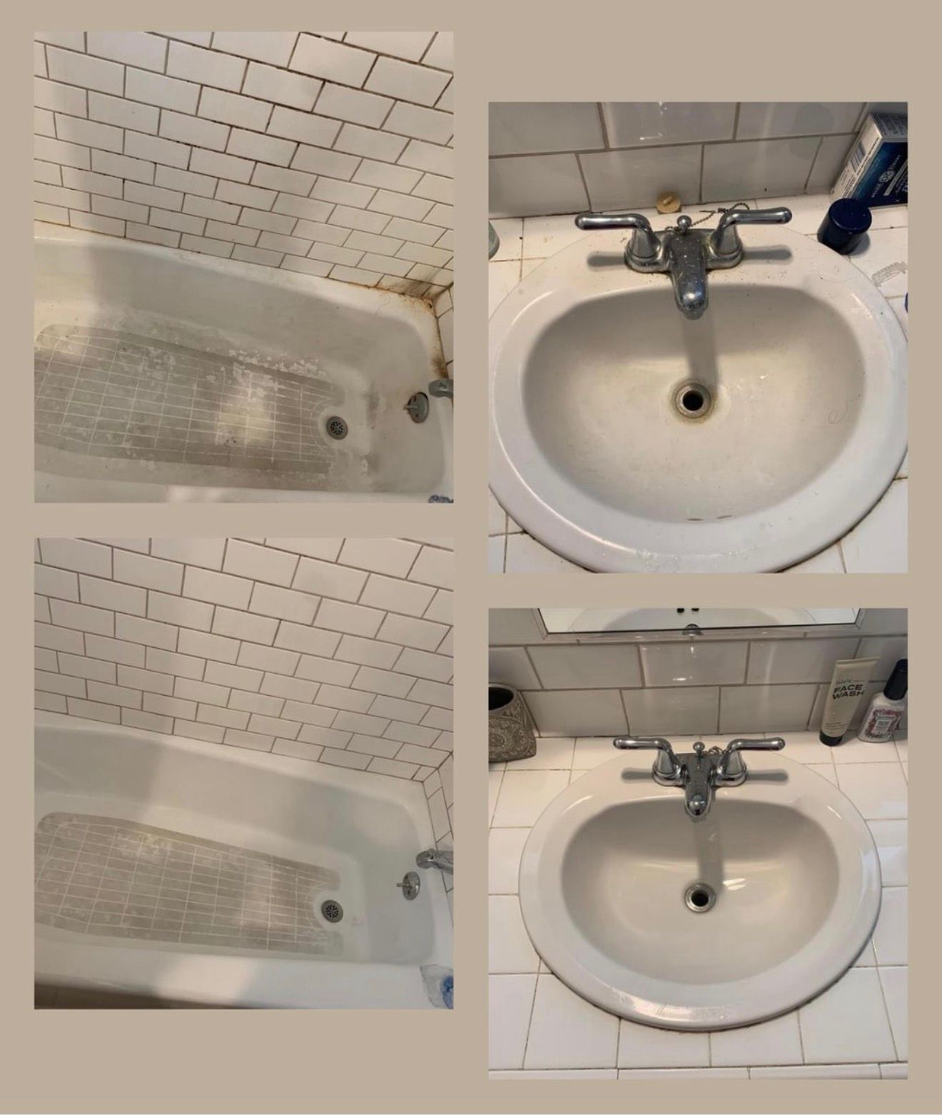Before and after bathroom cleaning